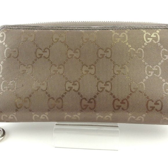 GUCCI wallet GG imple- gray gray coating canvas �~ leather Authentic used - Picture 5 of 9